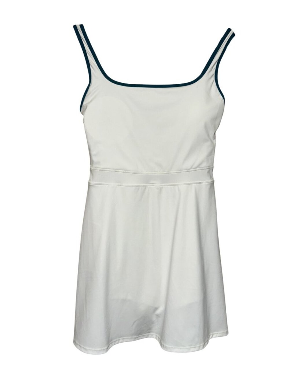 NWT BERLOOK Women's Athletic Dress White Green Trim Medium Built-In Bra Active